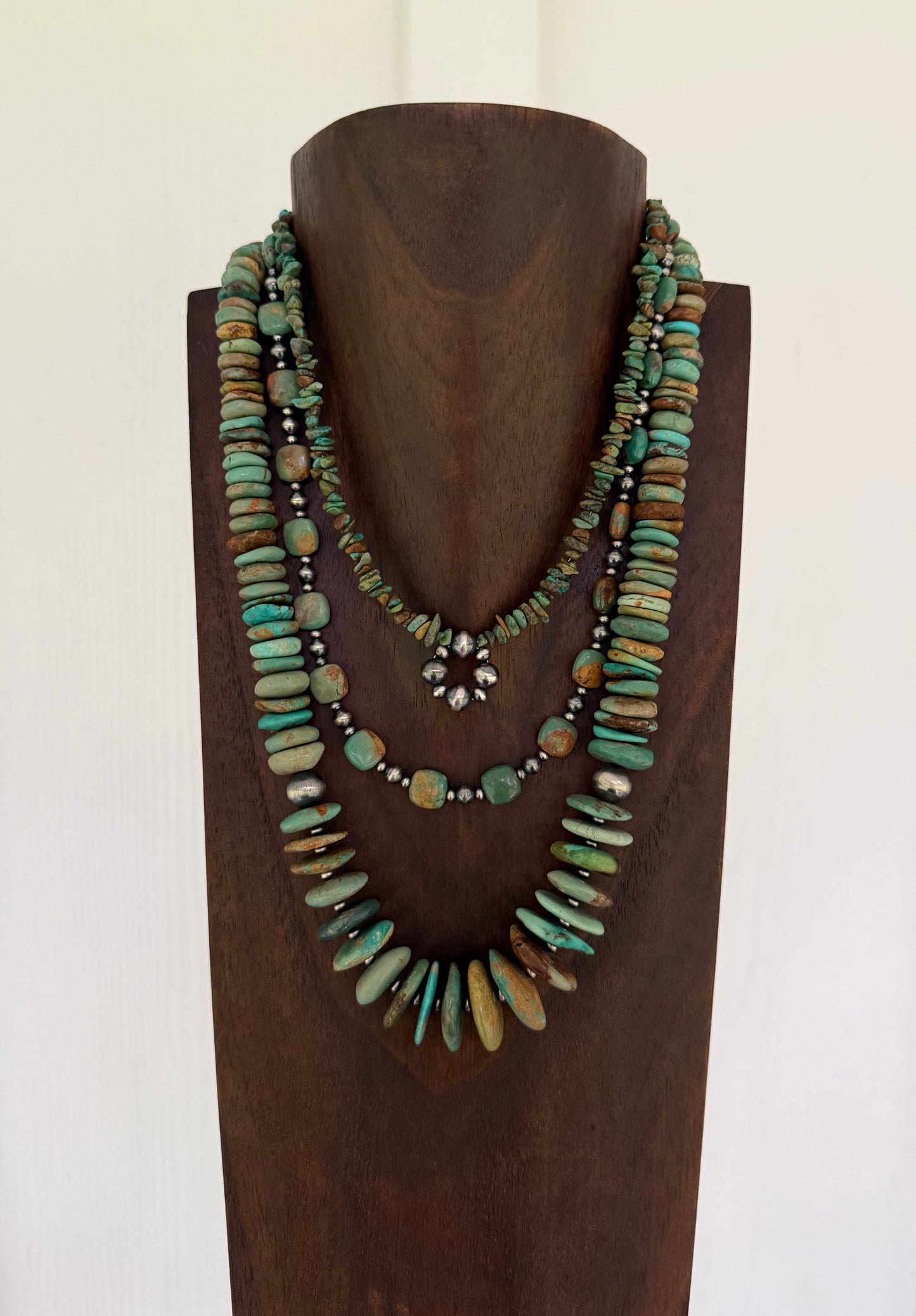 Turquoise square beads & sterling pearls