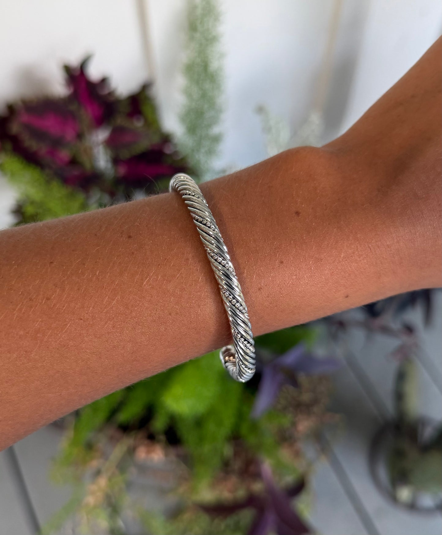 Silver or gold plated twist wire cuff