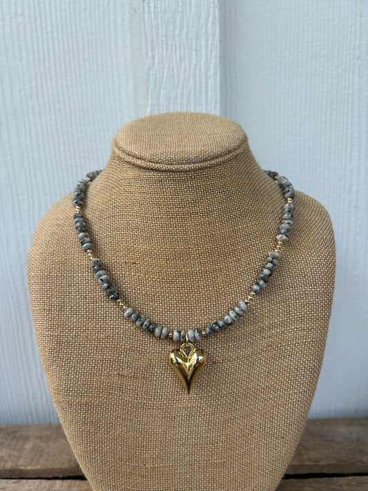 Gemstone and gold heart