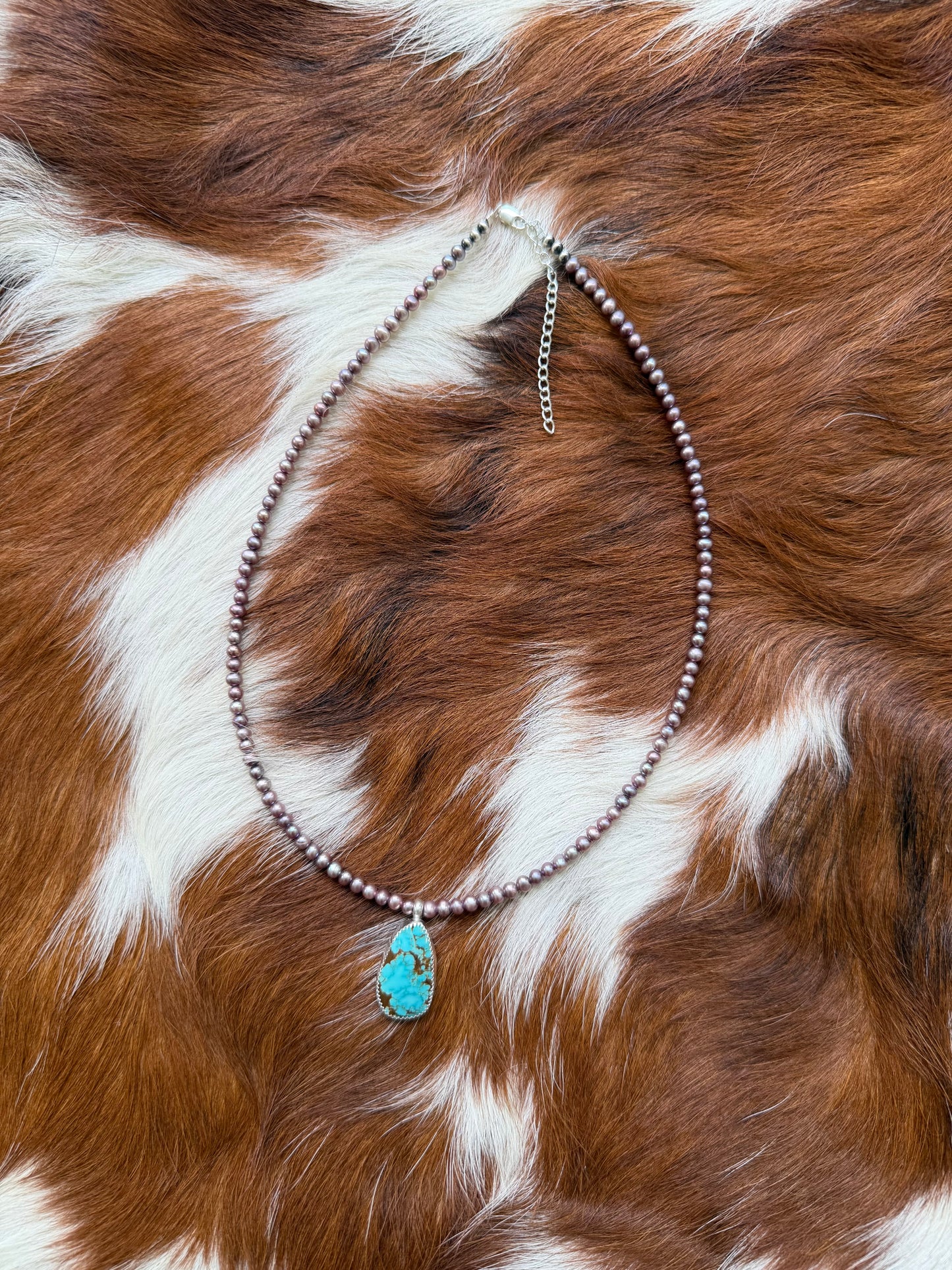 Freshwater pearls & #8 turquoise charm