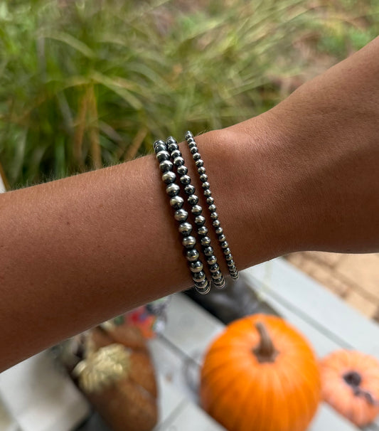 Sterling pearl stretch bracelets