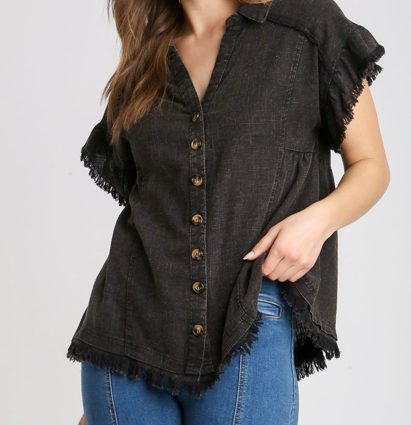 Black mineral wash top