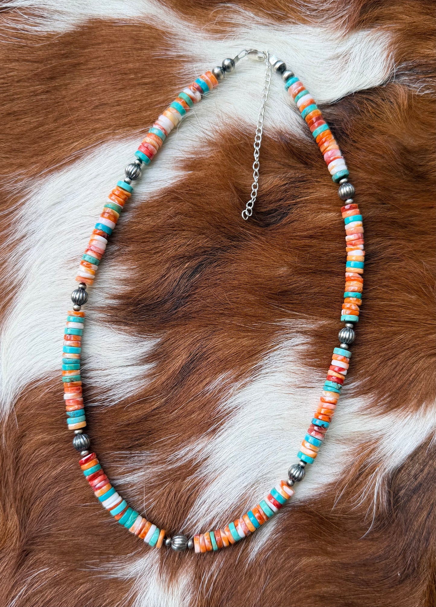 Spiny oyster & genuine turquoise heishi