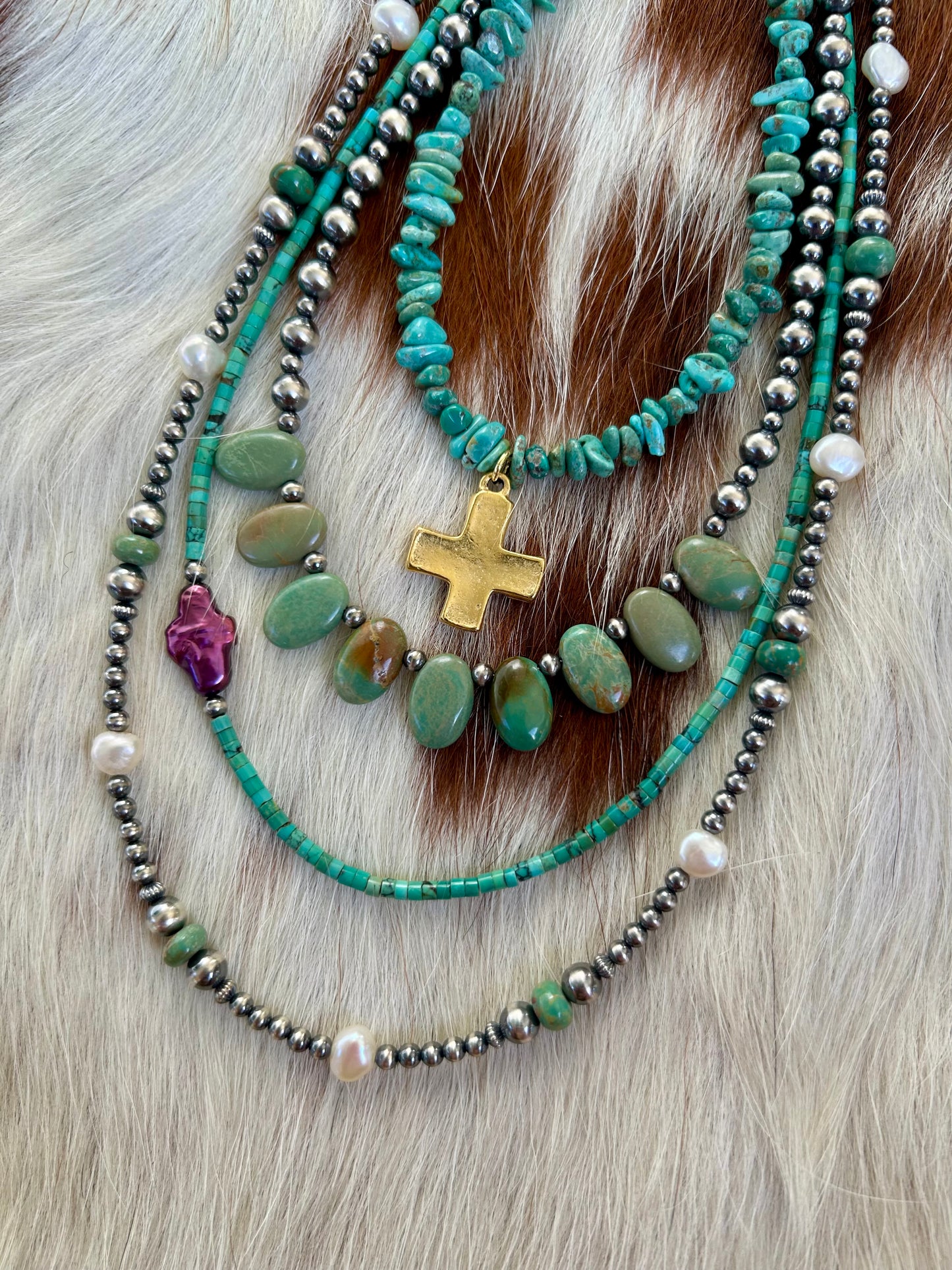 Turquoise and gold cross