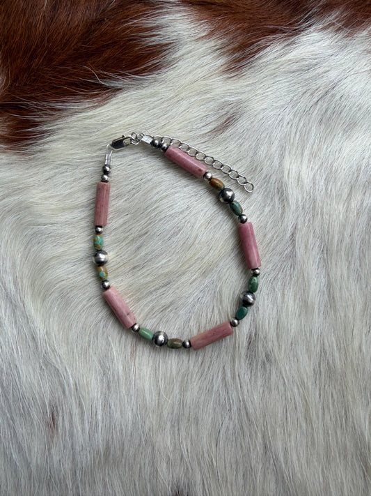 Pink and turquoise bracelet