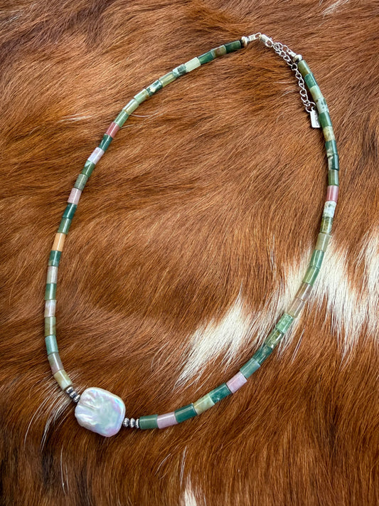 Fancy jasper and freshwater pearl