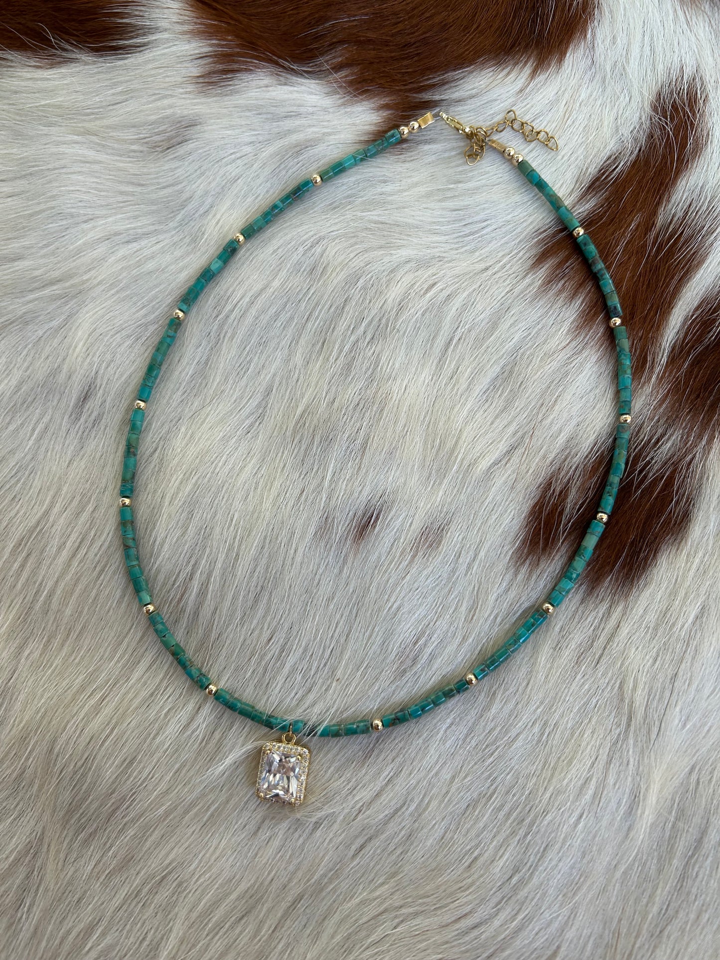 Genuine turquoise and gold diamond