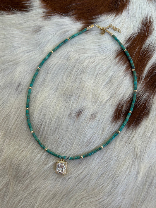 Genuine turquoise and gold diamond