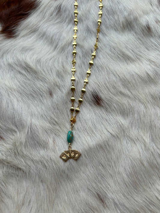 Gold plated cards and turquoise