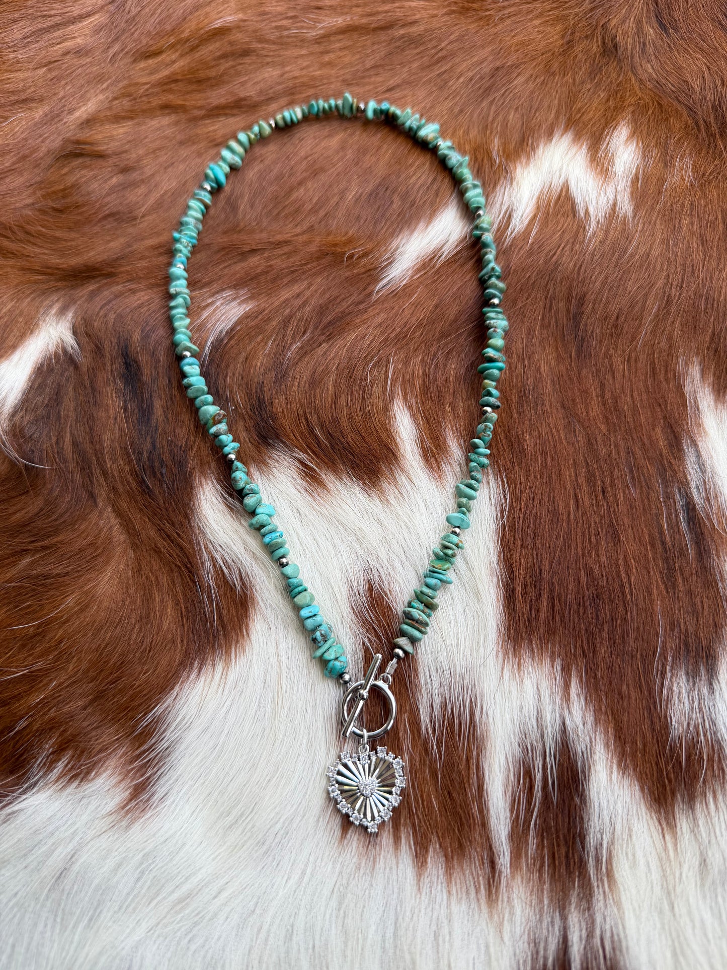 Turquoise chips and heart charm