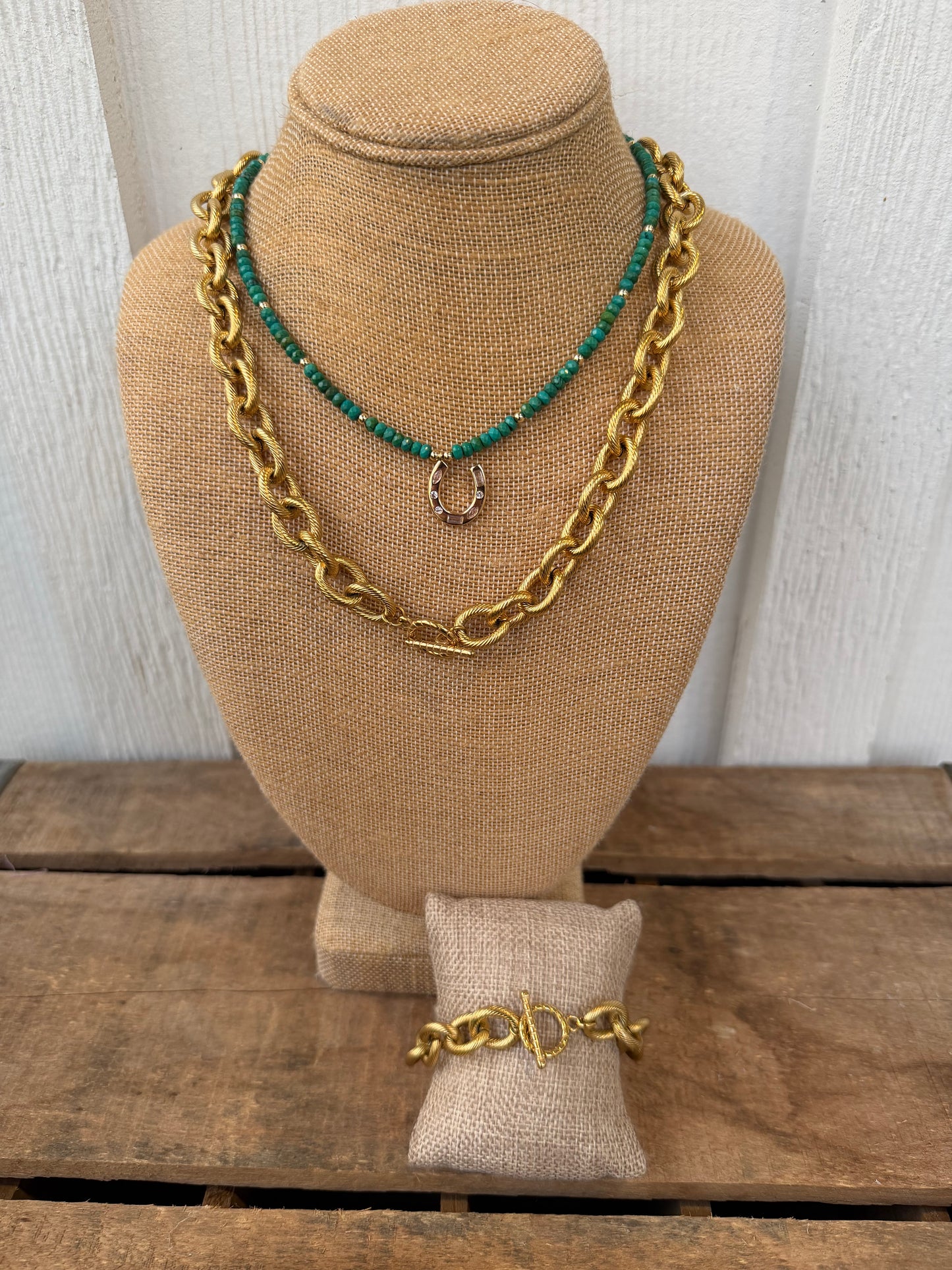Chunky gold rope chain necklace