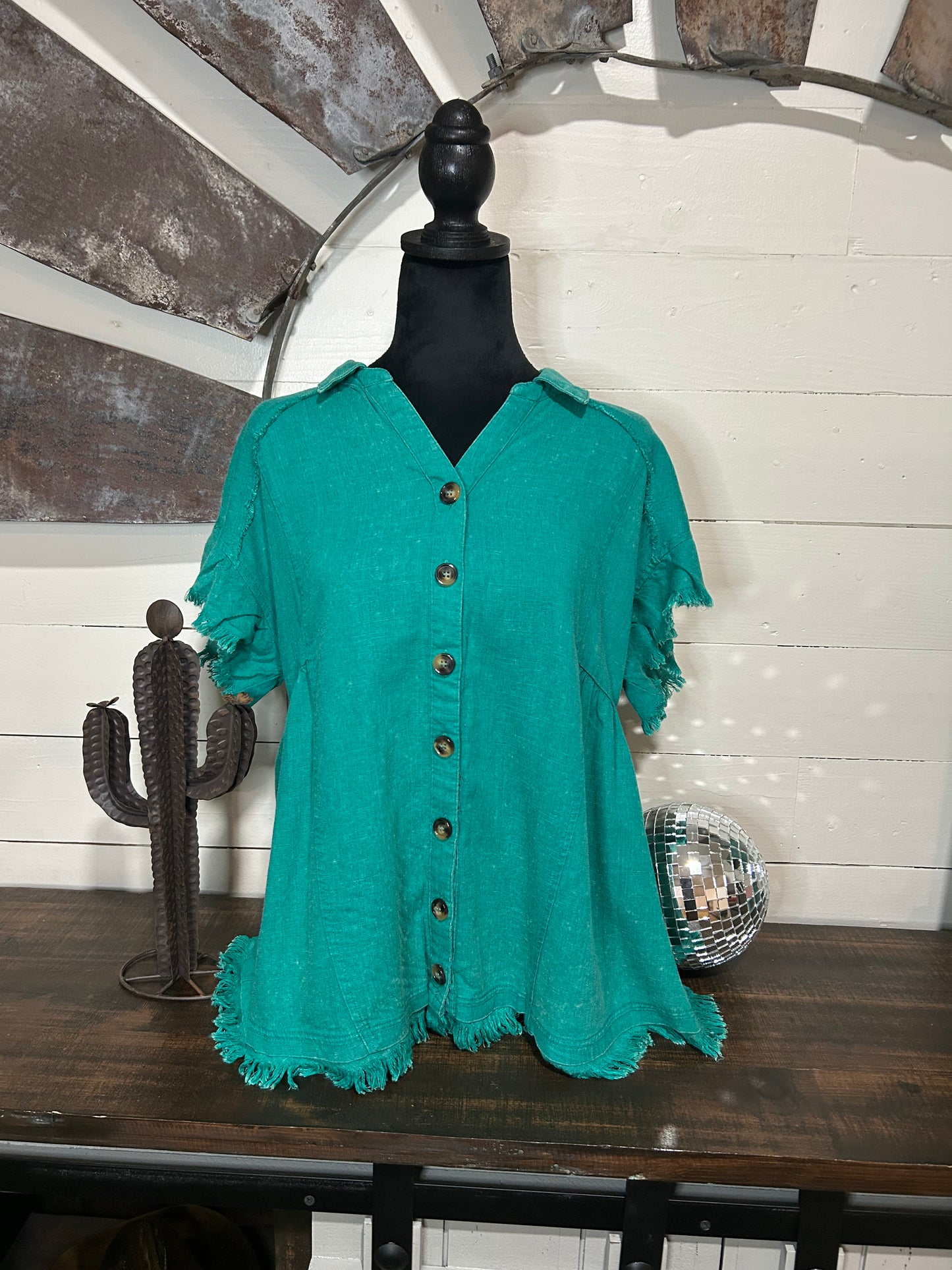 Turquoise mineral wash top