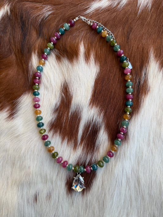 Dyed jade and sterling silver beads