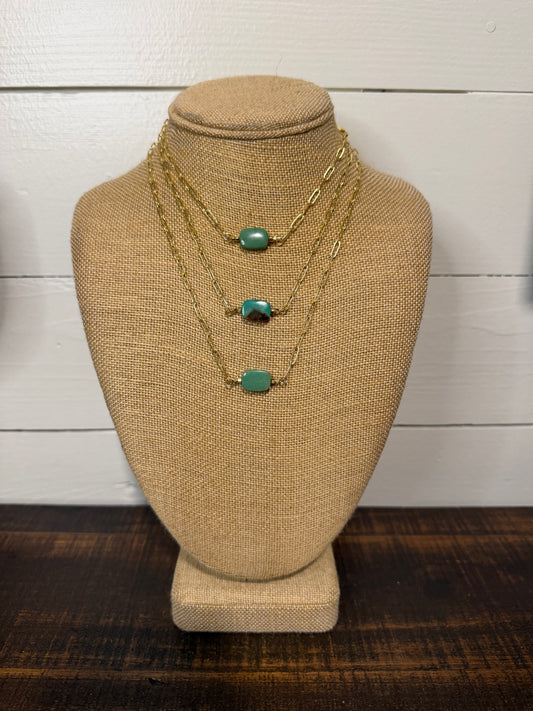 Gold & turquoise bar necklace