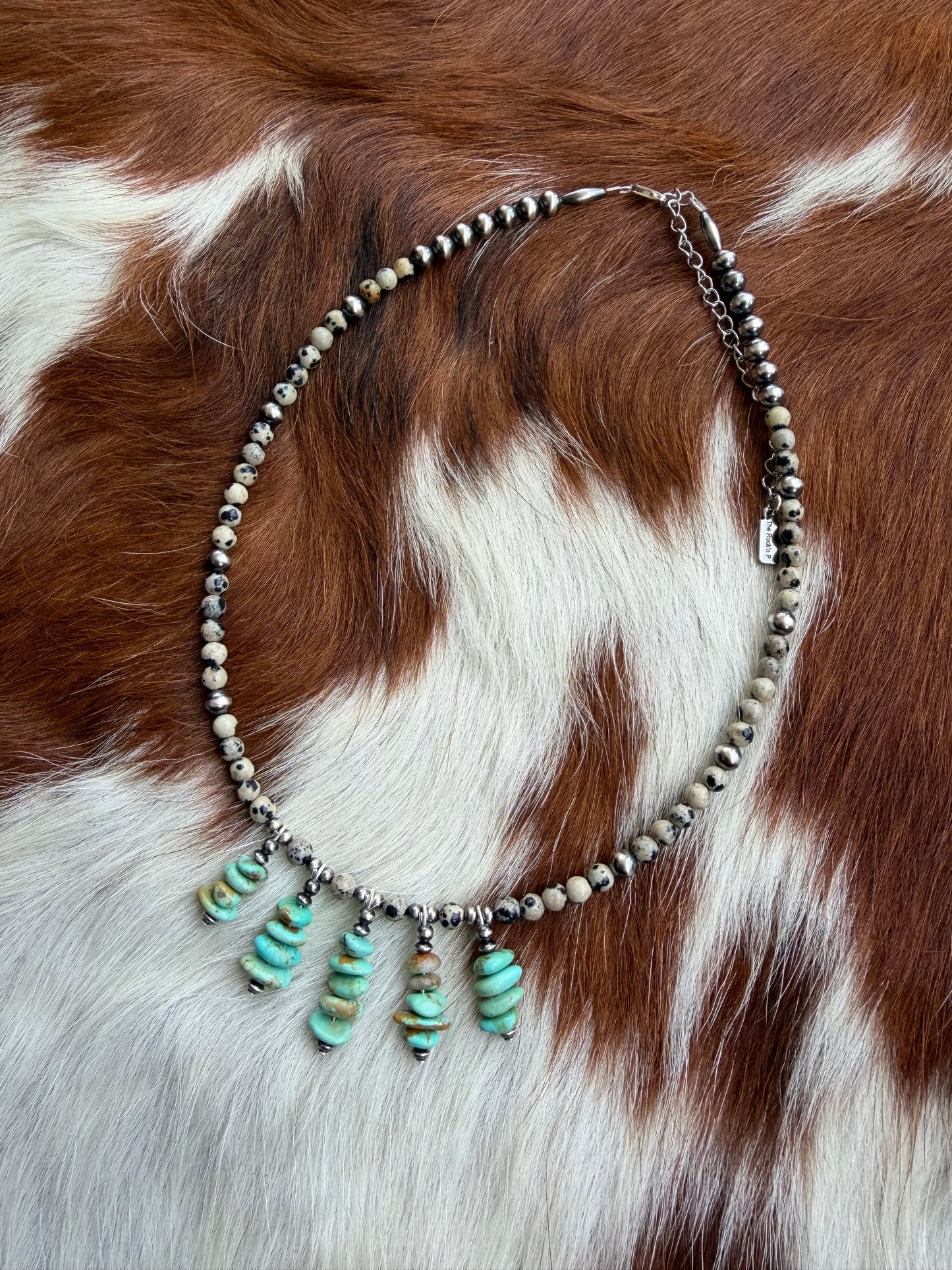 Dalmatian jasper and turquoise chips