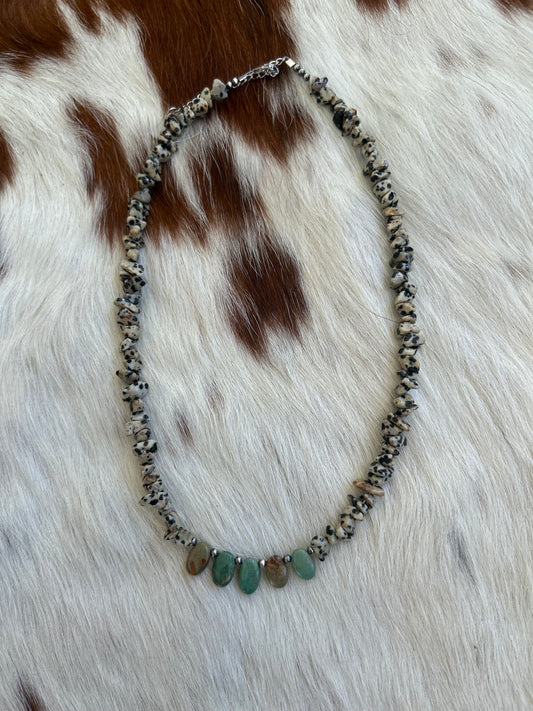 Dalmatian jasper and turquoise