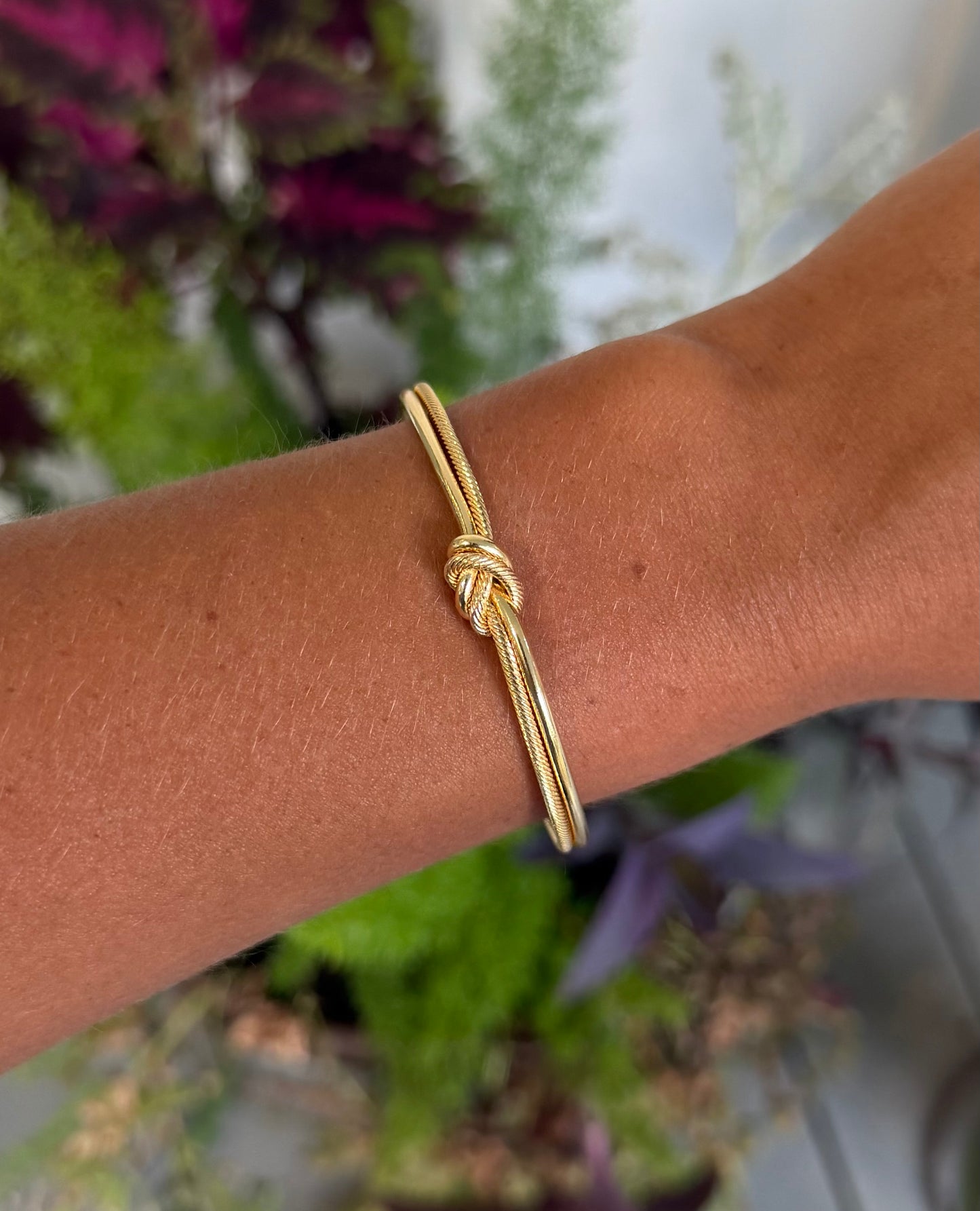 Silver or gold plated knot cuff