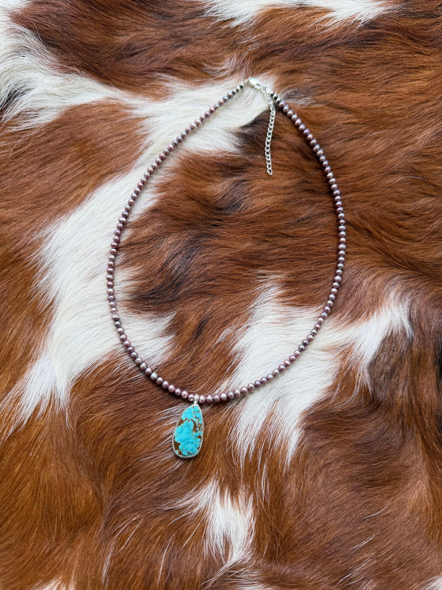 Freshwater pearls & #8 turquoise charm