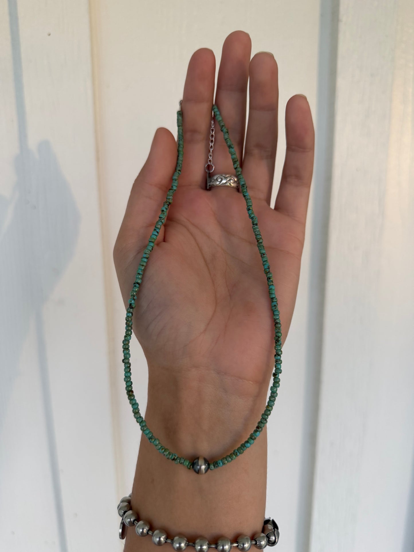 Turquoise seed bead necklace