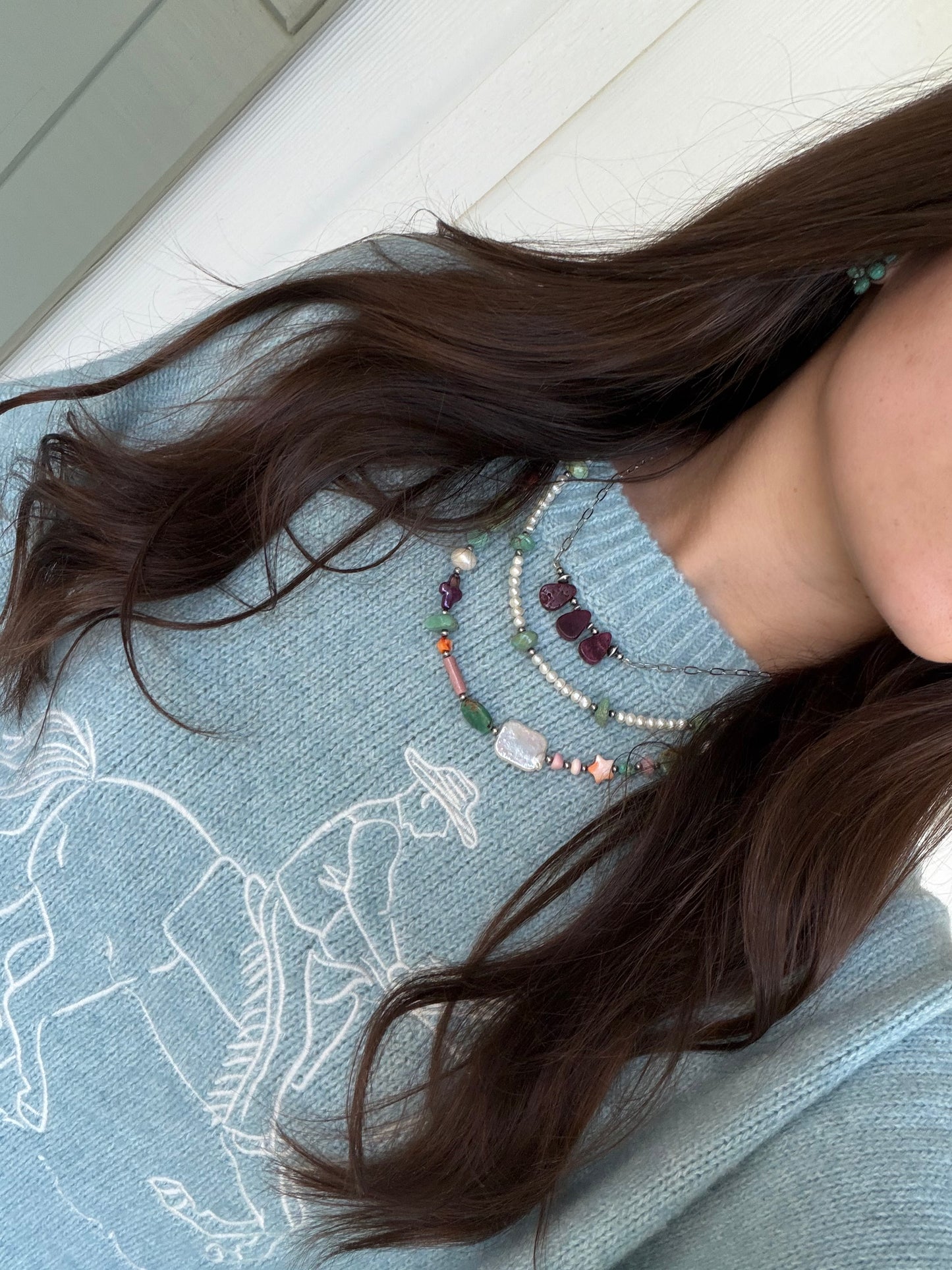 Freshwater pearls and turquoise chips