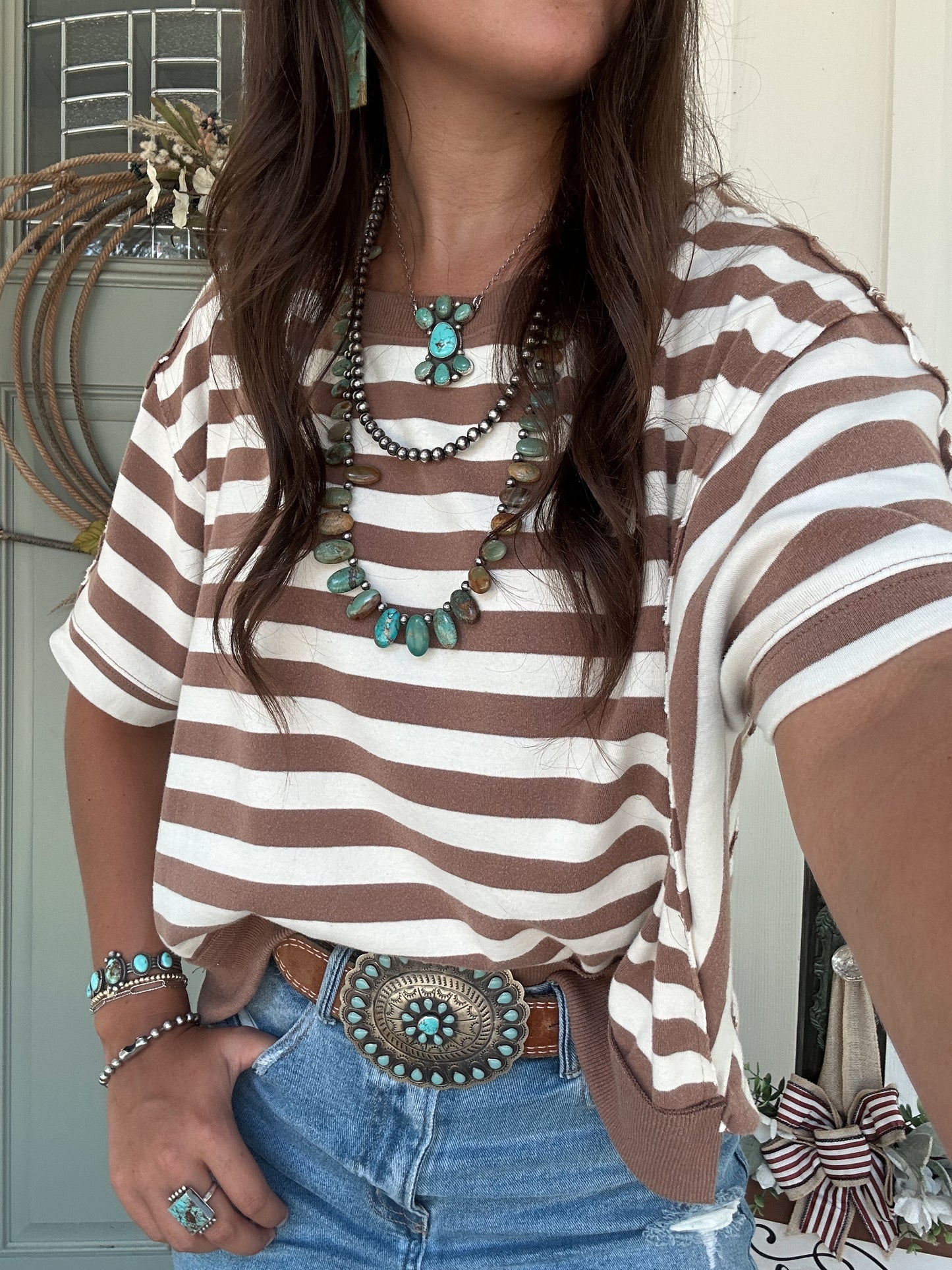 Brown striped top