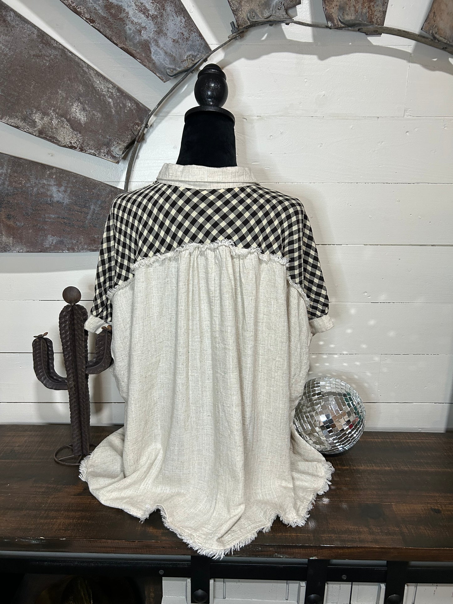 Oatmeal checkered button down