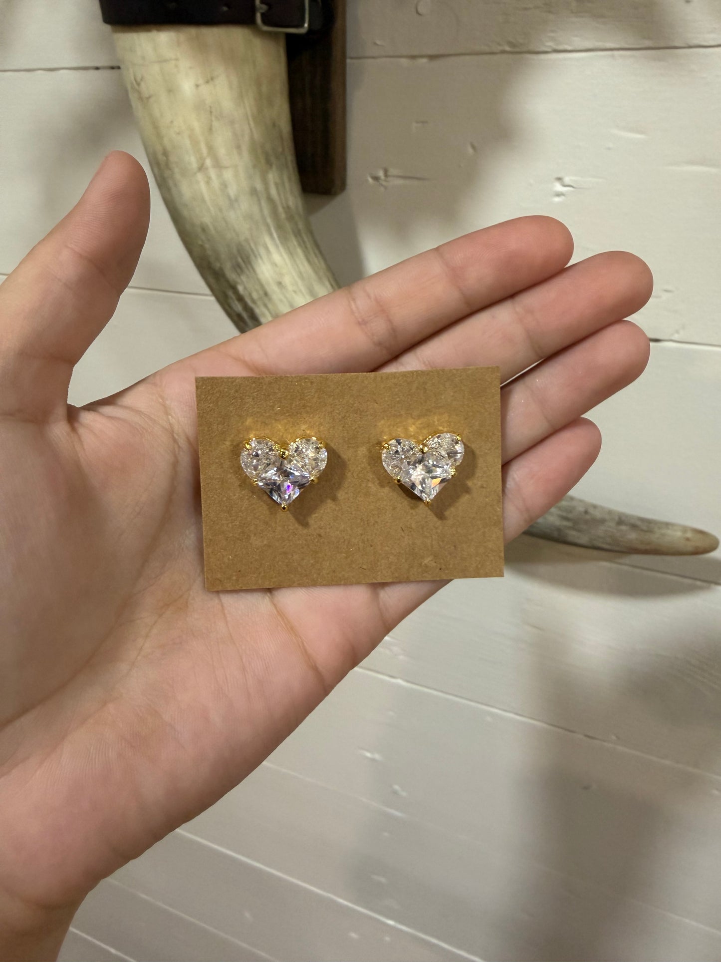 Gold plated heart studs