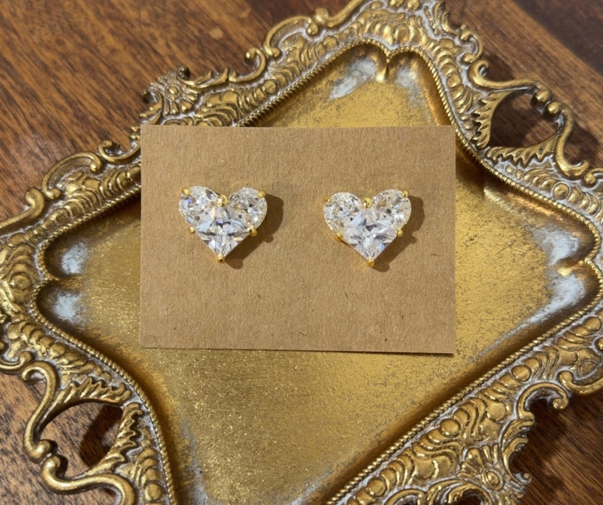 Gold plated heart studs