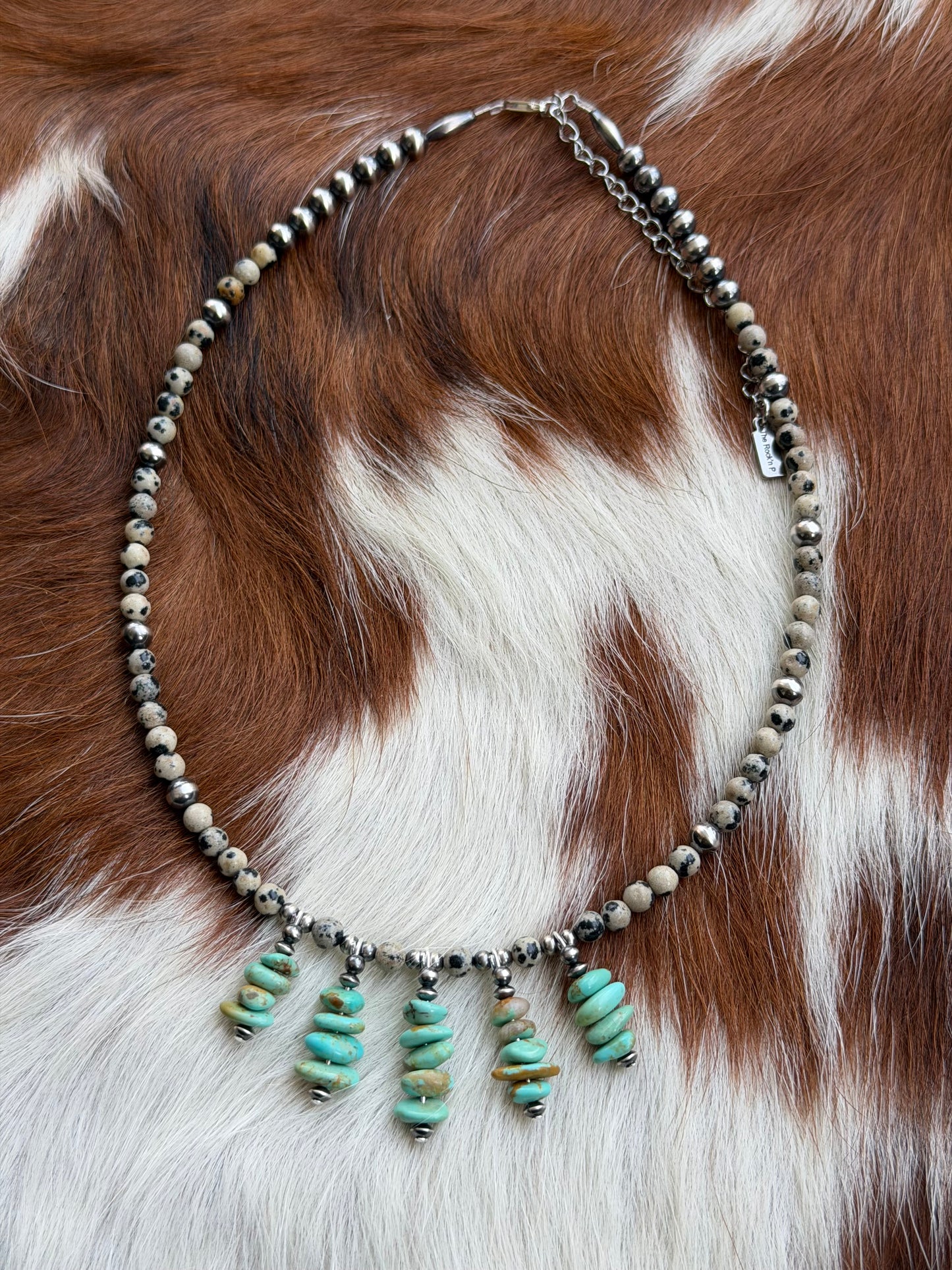 Dalmatian jasper and turquoise chips