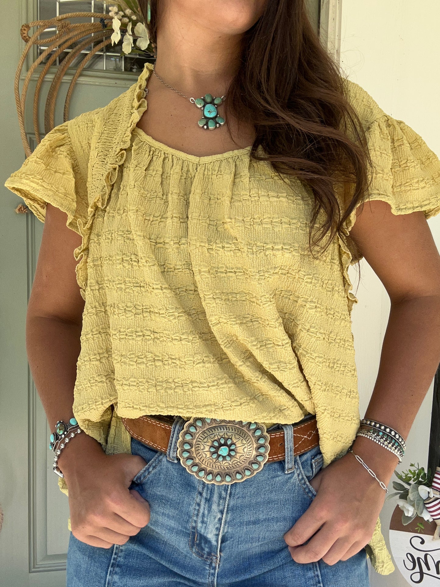 Pear ruffle blouse