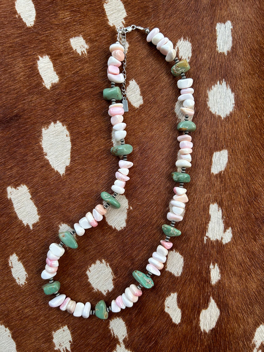 Pink conch with turquoise