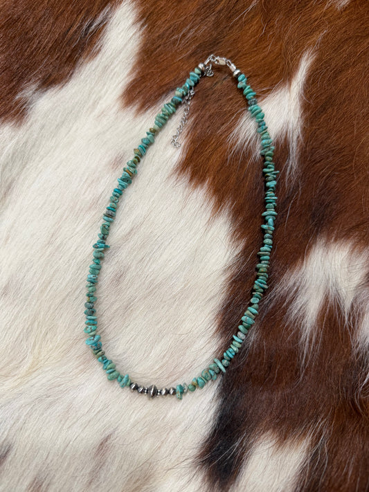 Genuine turquoise and sterling pearls